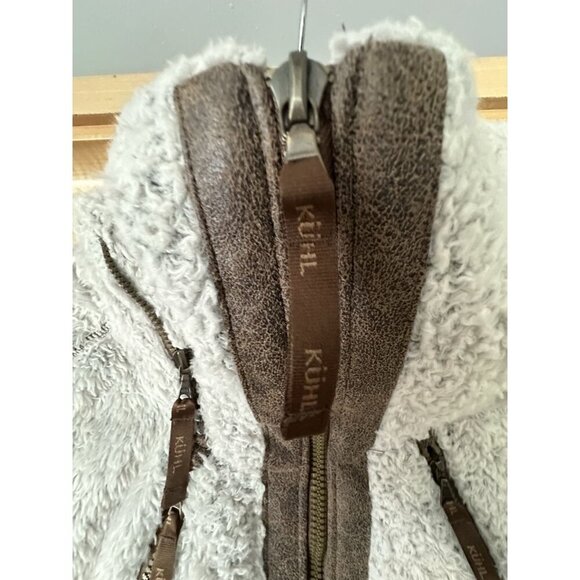 Kuhl Jacket Women Small Flight Sherpa Fleece Beige Fleece Hooded Full Zip - Picture 4 of 12